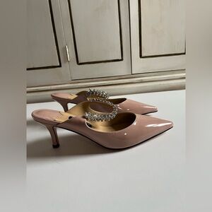 Dumjey Women Heel Pointy Toe Stiletto Rhinestones 
Party Dress Shoes Nude size 8